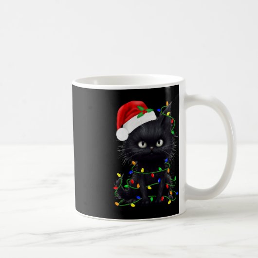 Mug Retro Black Chat Noël Light Fun Chat Hommes Femmes (Droite)