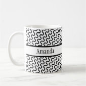 Mug Rétro blanc et noir, Motif des vagues diagonales (Gauche)