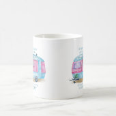 Mug Rétro bleu Glamper rose et blanc de | de caravane (Centre)