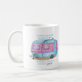 Mug Rétro bleu Glamper rose et blanc de | de caravane (Gauche)