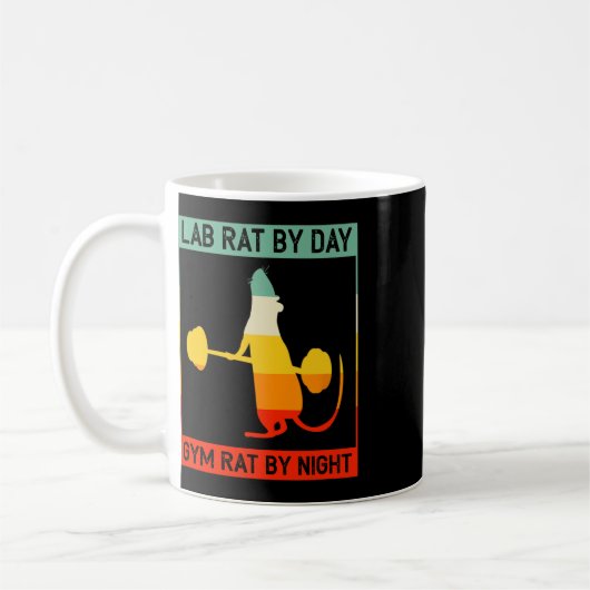 Mug Retro Bodybuilding Lab Rat By Day Gym Rat By Night (Gauche)