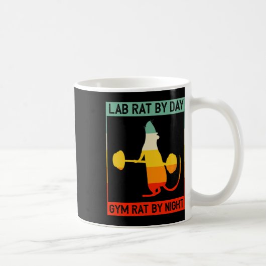 Mug Retro Bodybuilding Lab Rat By Day Gym Rat By Night (Droite)