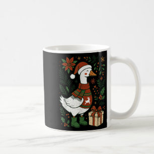 Mug Rétro Boho Floral Drôle de Noël Oie Idiote Amoureu