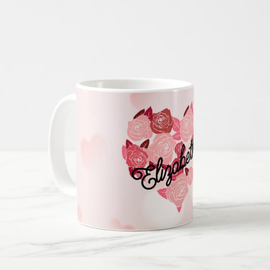 Mug Retro Boho Floral I Heart Nom calligraphie texte (Devant gauche)
