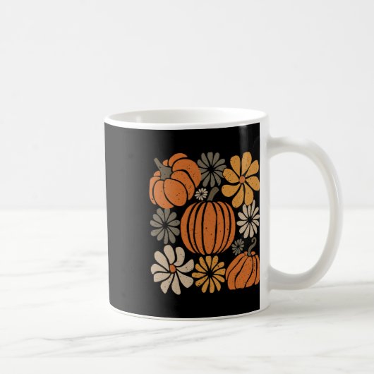 Mug Retro Boho Floral mignon Citrouille Automne Thanks (Droite)