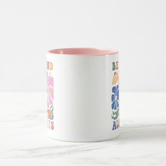 Mug Retro Boho Floral Motivation Quote -Be Kind Always (Centre)
