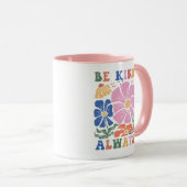 Mug Retro Boho Floral Motivation Quote -Be Kind Always (Devant droit)