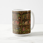Mug Retro book shelf mushrooms coffee floral (Devant droit)