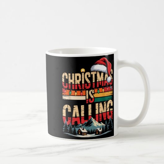 Mug Retro Cabin Snowy Christmas Calling Lights Holiday (Droite)