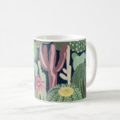 Mug Retro Cactus Design : Texture de tissu sans fil (Devant droit)