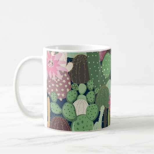 Mug Retro Cactus Design : Texture de tissu sans fil (Gauche)