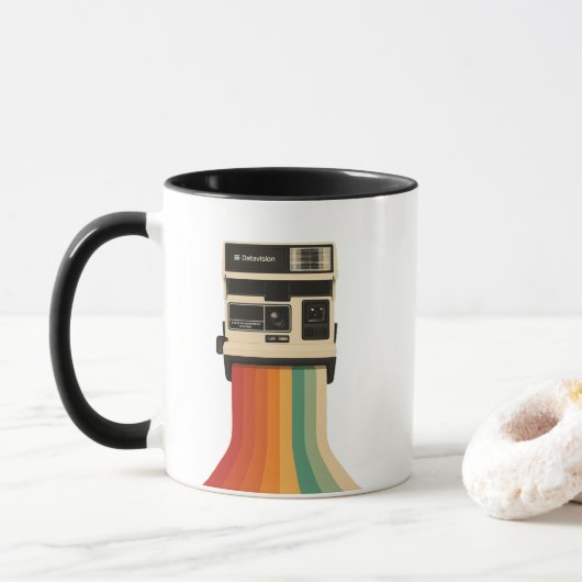 Mug Retro Camera with Rainbow Print (Avec donut)