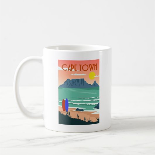 Mug Retro Cap Afrique du Sud Table Mountain Art (Gauche)
