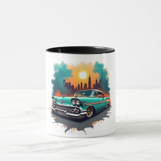 Mug Retro Car Skyline Vibes Coffee Cup (Centre)