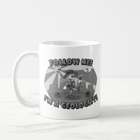 Mug Retro Cartoon - Suivez-Moi ! Je suis géologue ! (Gauche)
