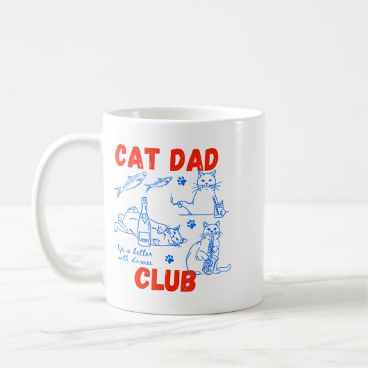 Mug Retro Cat Dad Club Life Is Better With Cats Funny  (Gauche)