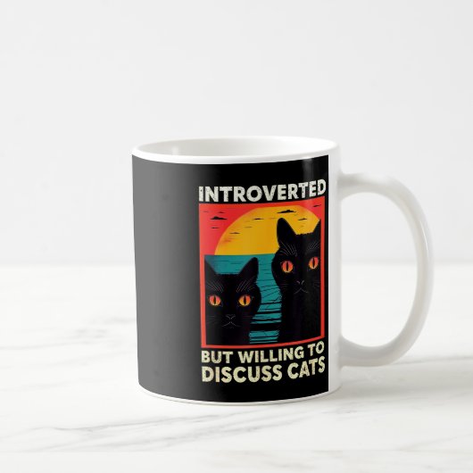 Mug Retro Cat Funny Introverted But Willing To Discuss (Droite)