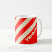 Mug Rétro Cerise Trois Bandes avec Nom (Devant droit)