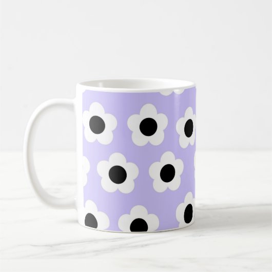 Mug Retro Chic Bleu Floral Blanc intemporel Style Y2K (Gauche)