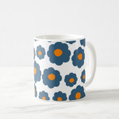 Mug Retro Chic Bleu Orange Floral Bold Y2K (Devant droit)