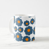 Mug Retro Chic Bleu Orange Floral Bold Y2K (Devant gauche)