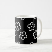 Mug Retro Chic noir et blanc Floral Classic Y2K (Devant droit)