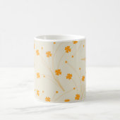 Mug Retro Chic Orange Beige Floral Whimsical Funky (Centre)