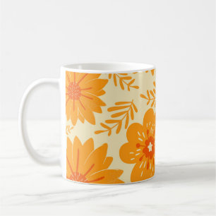 Mug Retro Chic Orange Floral Bold Y2K Inspiré
