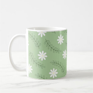 Mug Retro Chic Sage Vert Floral Élégant Y2K Inspiré