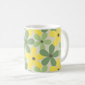 Mug Retro Chic Vert Jaune Floral Funky Y2K (Devant droit)