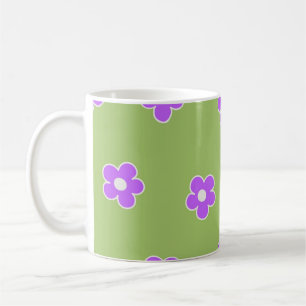 Mug Retro Chic Vert Violet Floral Vibrant Y2K