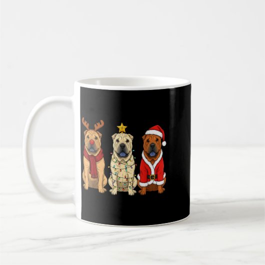 Mug Retro Christmas Shar Pei Santa Reindeer Dog Lover (Gauche)