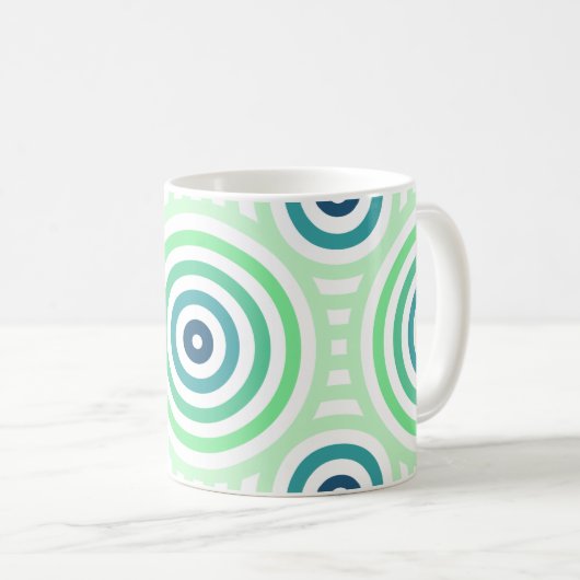 Mug Retro Circulaire Geometric Pattern en Green & Blue (Devant droit)