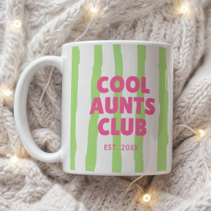 Mug Rétro "Club des tantes cool" rayé date d'est. pers