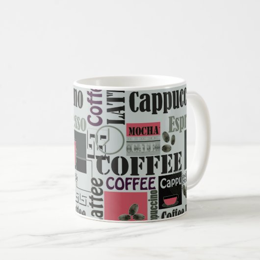Mug retro coffee kitchen pattern for espresso latte  (Devant droit)