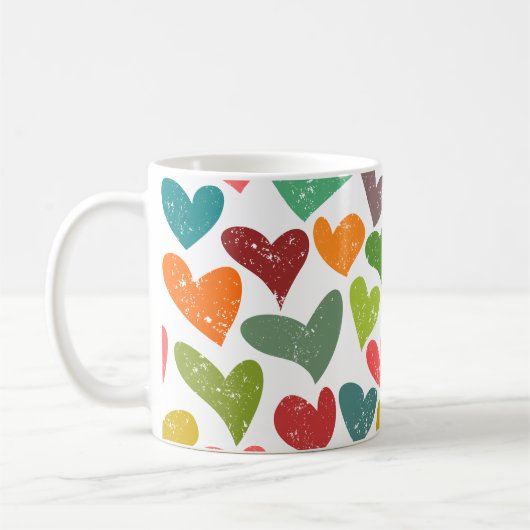 Mug Retro Colorful Super Valentine Coeurs Motif (Gauche)