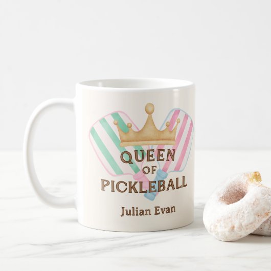 Mug Retro County Club Queen of Pickleball (Avec donut)