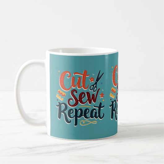 Mug Rétro "Couper Coudre Répéter" Conception pour les (Gauche)