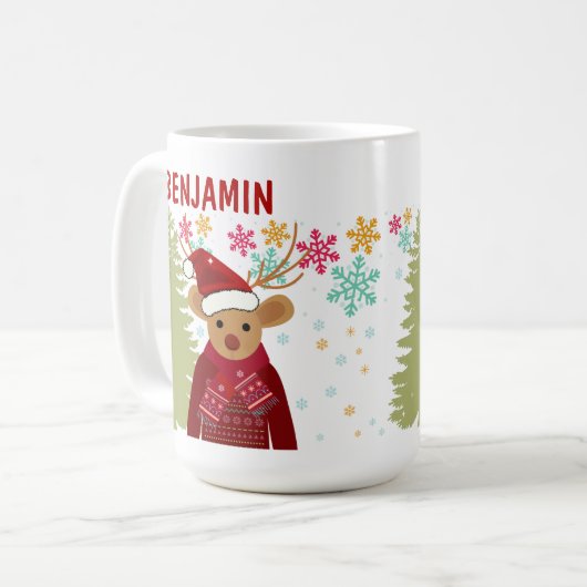 Mug Retro Cute Rudolph The Red Nose Reindeer Christmas (Devant gauche)