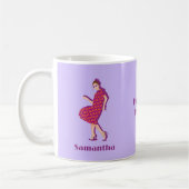 Mug Retro Dancing Queen Purple Nom Personnalisé Cafe M (Gauche)