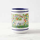 Mug Retro Deer In Fruit Tree Forest Frieze (Centre)
