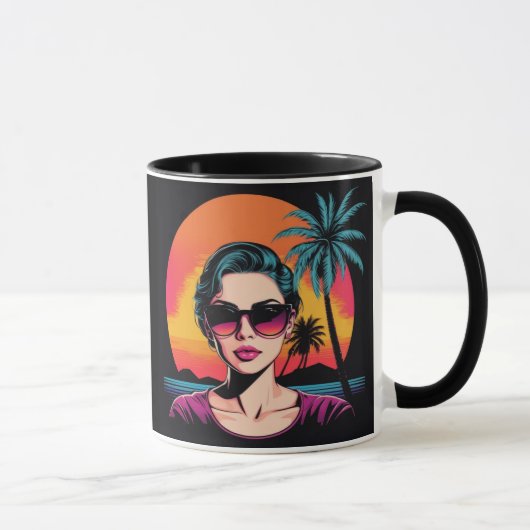 Mug Rétro design beauté avec lunettes de soleil (Droite)