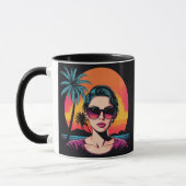 Mug Rétro design beauté avec lunettes de soleil (Gauche)