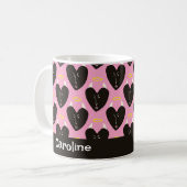 Mug Retro Devil Hearts Kitschy Kitchen Nom personnalis (Devant gauche)