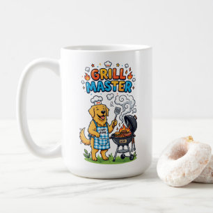 Mug Rétro drôle Golden Retriever Maître du Grill BBQ