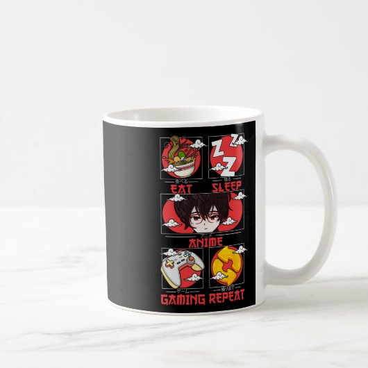 Mug Retro Eat Sleep Anime Gaming Repeat Kawaii Anime M (Droite)
