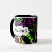 Mug Rétro éclaboussure au néon fraîche de peinture sur (Devant gauche)