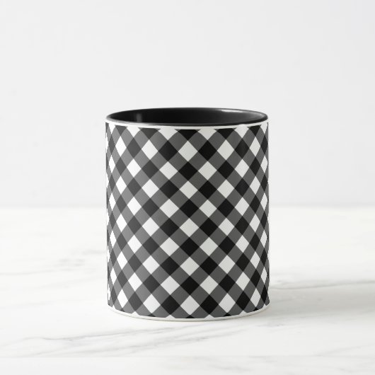 Mug Retro Elegant Black and White Gingham (Centre)