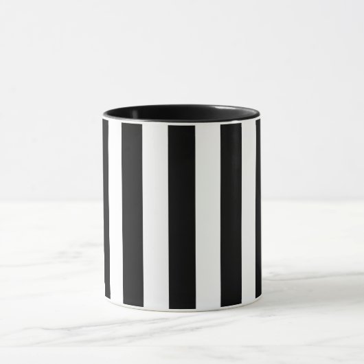 Mug Retro Elegant Black and White Stripe (Centre)