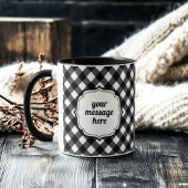 Mug Retro Elegant Personalized Black and White Gingham